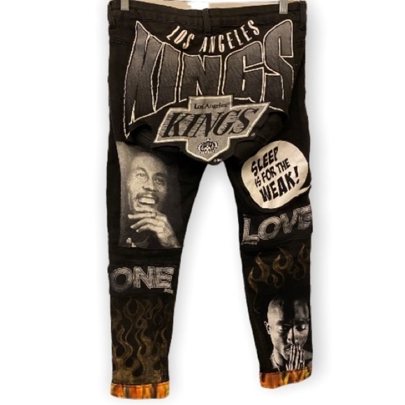 H&M Other - 🚫SOLD🚫Jeans 34 x 27.5 LA Kings NHL Custom Patched Distressed H&M Black Mens